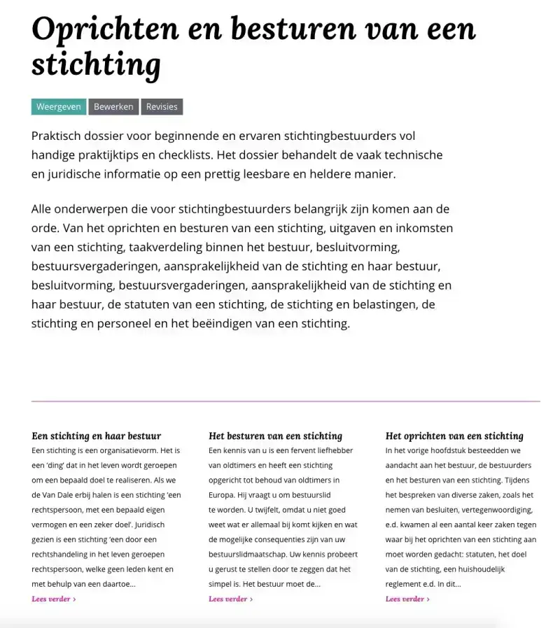 Opzet en besturen van een stichting Opzet en besturen van een stichting