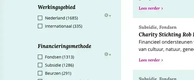 Zoekfilter werkingsgebied Zoekfilter werkingsgebied