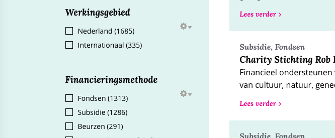 Zoekfilter werkingsgebied Zoekfilter werkingsgebied